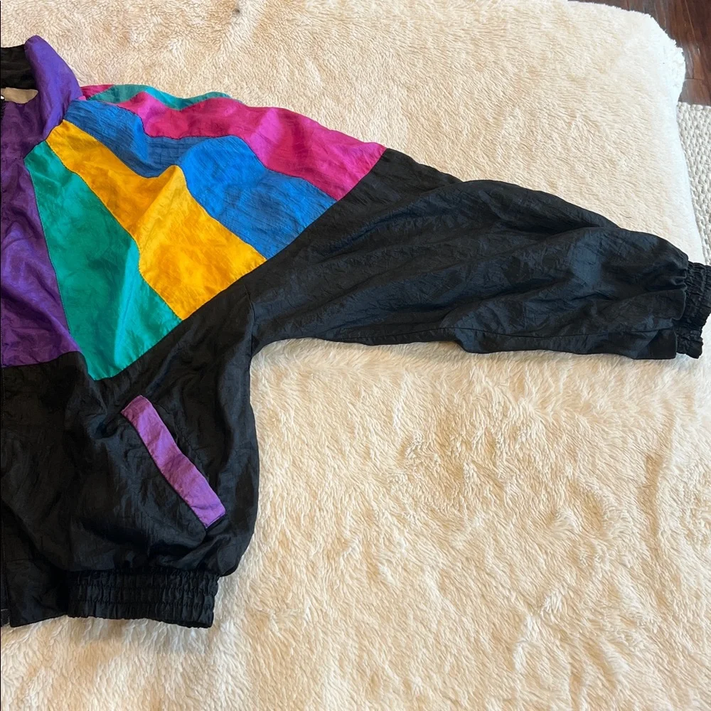 KUMA Sport Vintage 80’s Multicolored Parachute Windbreaker Jacket Small - Picture 4 of 10